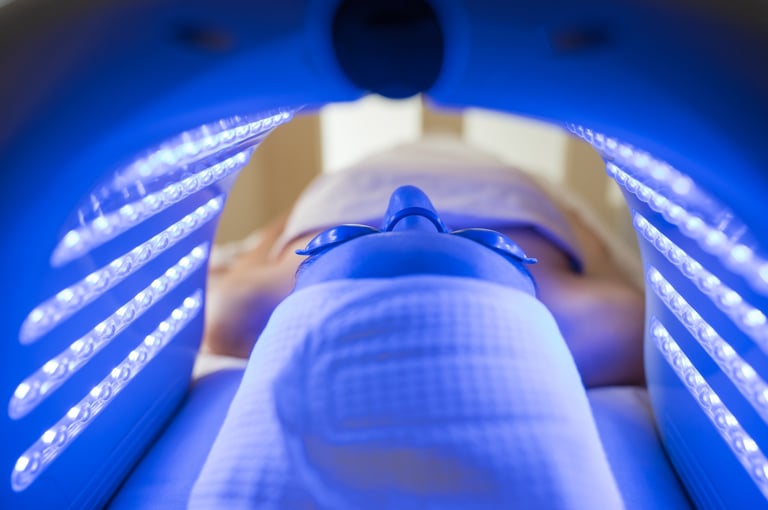 Blue LED light therapy for acne-prone skin